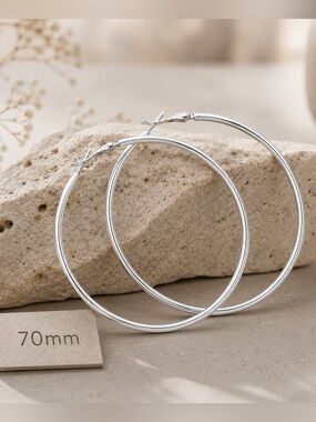 Sterling silver big hoop earrings 70mm